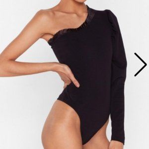 NWOT Sleeve 'Em to It Ruffle One Shoulder Bodysuit